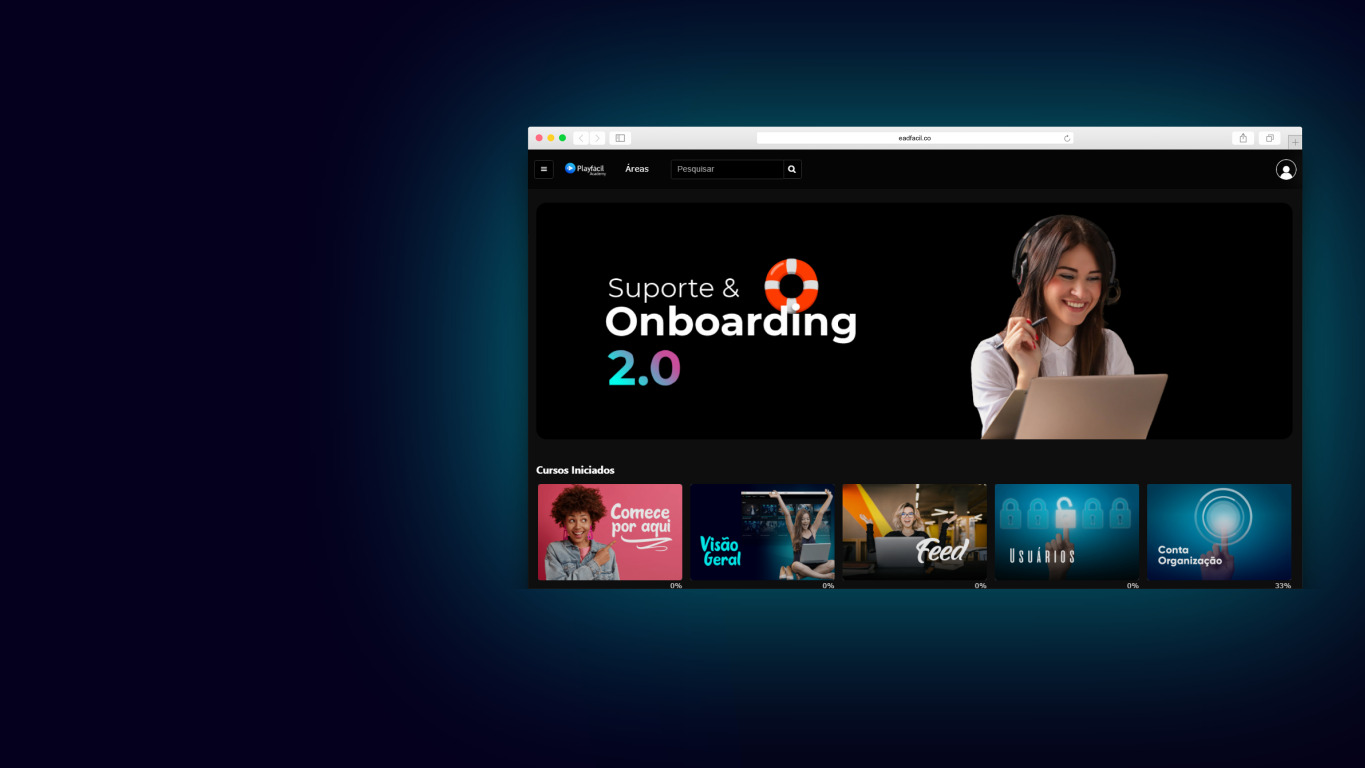 Oferecer uma jornada de onboarding do cliente interativa para ele maratonar durante a implementation
